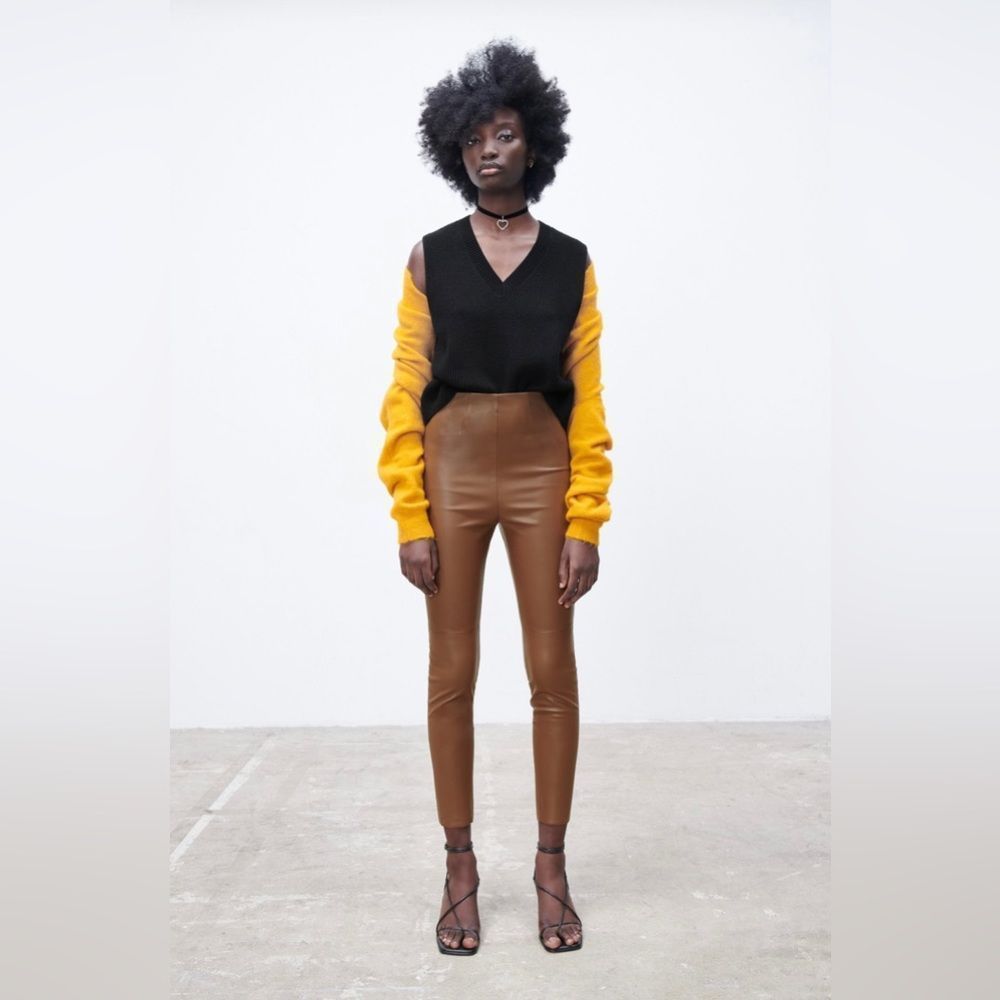 NWT ZARA HIGH-WAISTED FAUX LEATHER LEGGINGS